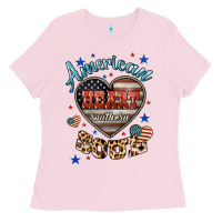 Bubblegum Pink American heart southern soul Ladies Tee - HowdyJamesFarm