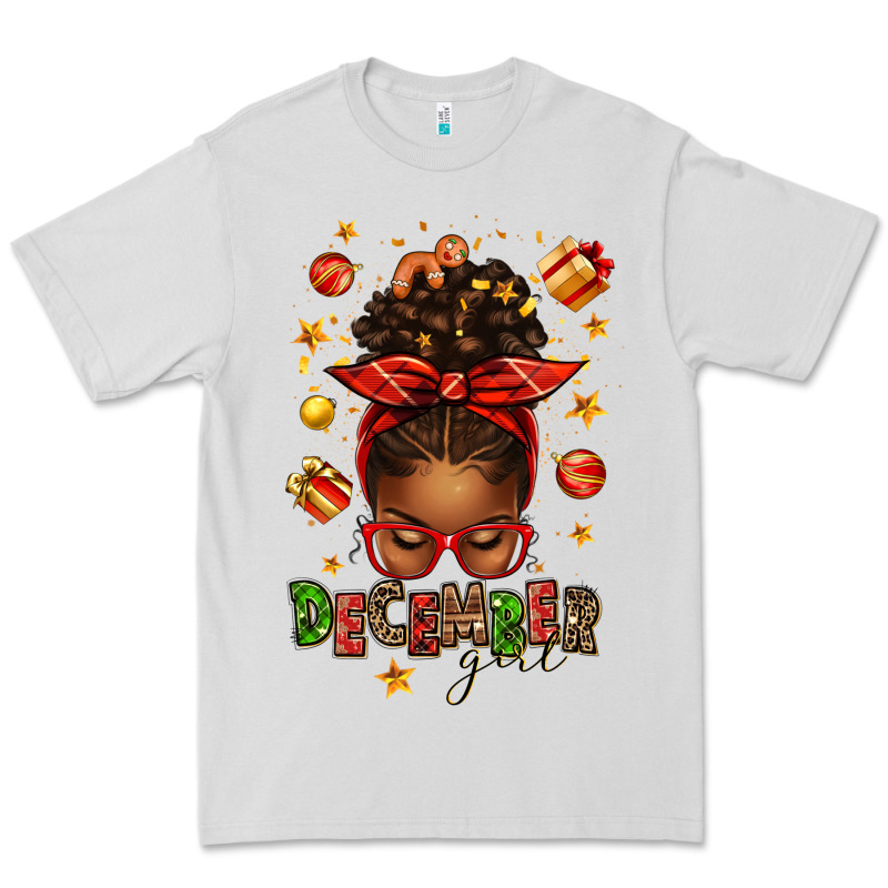 December Girl Christmas Afro Messy Bun Premium Tee by texasbilliewilder | Teevron