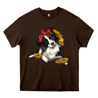 Chocolate Brown border collie with bandanna Heavy Core Tee - texasbilliewilder