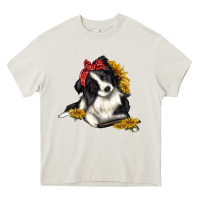 Cream border collie with bandanna Heavy Core Tee - texasbilliewilder