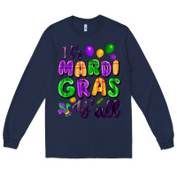 Navy It's Mardi Gras y'all Long Sleeve Tee - FaDigitalArtStudio
