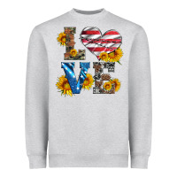 Heather Grey love with sunflowers and usa flag Heavyweight Sweatshirt - Artiststas
