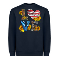 Love With Sunflowers And Usa Flag Heavyweight Sweatshirt | Teevron