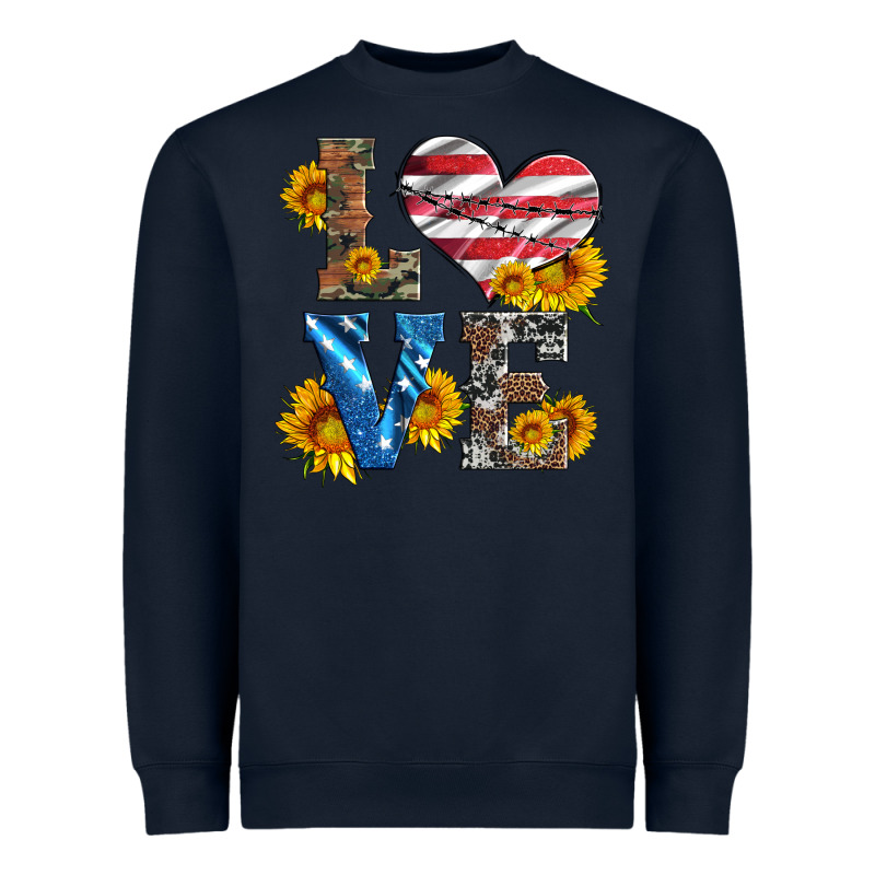 Love With Sunflowers And Usa Flag Heavyweight Sweatshirt by Artiststas | Teevron