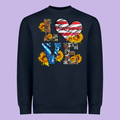 Love With Sunflowers And Usa Flag Heavyweight Sweatshirt Designed By Artiststas