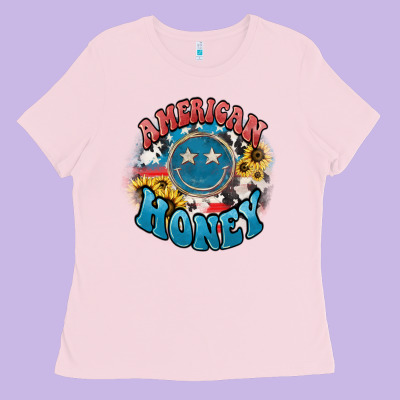 American Honey Smiley Ladies Tee Designed By Howdyjamesfarm