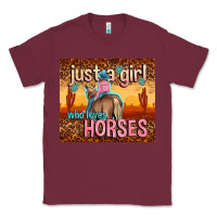 Burgundy just a girl who loves horses Classic Tee - TumblerDesignByShophia