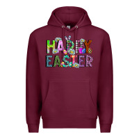 Burgundy Happy Easter Premium Hoodie - CowhideDigitalArt