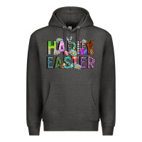 Charcoal Heather Happy Easter Premium Hoodie - CowhideDigitalArt