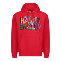 Red Happy Easter Premium Hoodie - CowhideDigitalArt
