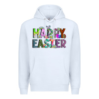 White Happy Easter Premium Hoodie - CowhideDigitalArt