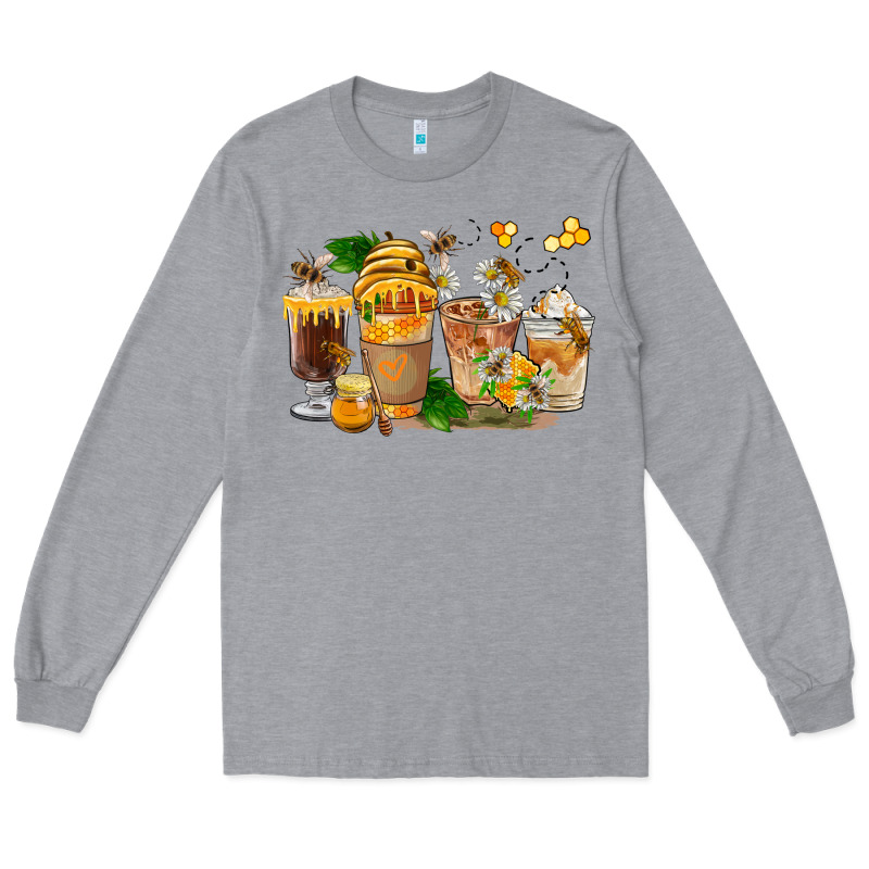 Honey Bee Coffee Cups Long Sleeve Tee by FaDigitalArtStudio | Teevron