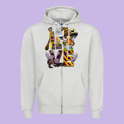 Halloween Love Gnome Zipper Hoodie Designed By Barkaloodesign