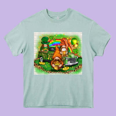 St Patricks Day Gnomies With Truck Heavy Core Tee Designed By Nancycooperartshop