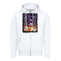 White halloween dancing skeletons stars Zipper Hoodie - BarkalooDesign