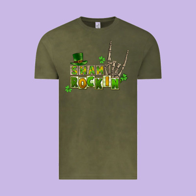 Sham Rockin Skeleton Hand St. Patrick's Vintage Tee Designed By Cowgirlartshop