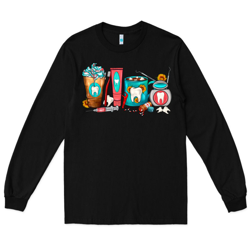 Dentist Coffee Cups Long Sleeve Tee by FaDigitalArtStudio | Teevron