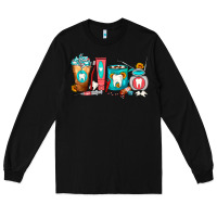 Black Dentist Coffee Cups Long Sleeve Tee - FaDigitalArtStudio