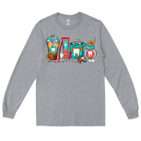 Heather Grey Dentist Coffee Cups Long Sleeve Tee - FaDigitalArtStudio
