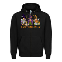 Black happy halloween  gnomies Zipper Hoodie - BarkalooDesign