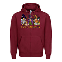 Burgundy happy halloween  gnomies Zipper Hoodie - BarkalooDesign