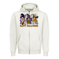 Oatmeal Heather happy halloween  gnomies Zipper Hoodie - BarkalooDesign