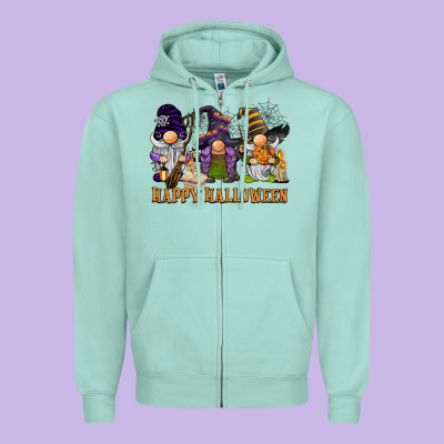 Happy Halloween  Gnomies Zipper Hoodie Designed By Barkaloodesign