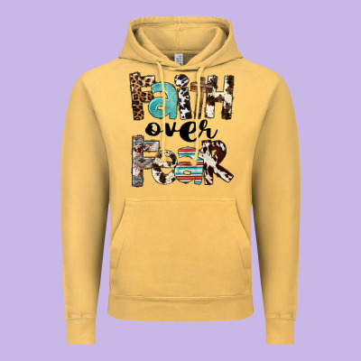 Western Faith Over Fear Vintage Hoodie Designed By Fadigitalartstudio