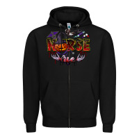 Black halloween nurse life Zipper Hoodie - BarkalooDesign