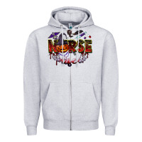 Heather Grey halloween nurse life Zipper Hoodie - BarkalooDesign