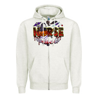 Oatmeal Heather halloween nurse life Zipper Hoodie - BarkalooDesign