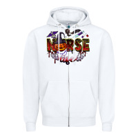 White halloween nurse life Zipper Hoodie - BarkalooDesign