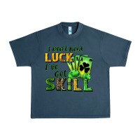Midnight Navy I don't need luck i've got skill Urban Heavy Tee - CowGirlArtShop
