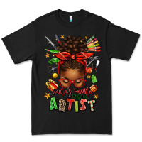 Black santa's favorite nail artist afro messy bun Premium Tee - texasbilliewilder