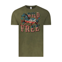 Vintage Olive Wild and free 4th of july Vintage Tee - CowGirlArtShop