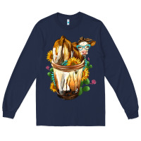 Navy Simmental Cow Bobba Cup Long Sleeve Tee - FaDigitalArtStudio