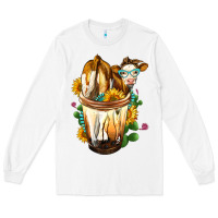 White Simmental Cow Bobba Cup Long Sleeve Tee - FaDigitalArtStudio