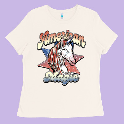 American Unicorn Magic Ladies Tee Designed By Howdyjamesfarm