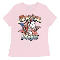 Bubblegum Pink American unicorn magic Ladies Tee - HowdyJamesFarm