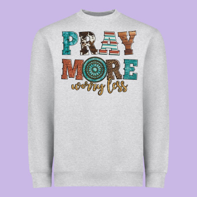 Pray More Worry Less Heavyweight Sweatshirt Designed By Artiststas