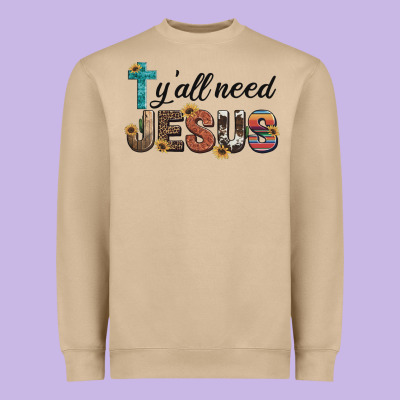 Y'all Need Jesus Heavyweight Sweatshirt Designed By Artiststas