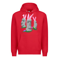Red easter island moai figures  cute travelers funny gift Premium Hoodie - maiPhamDesign