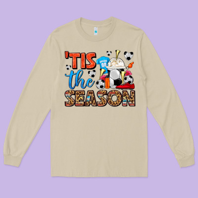 Tis The Season  Soccer  Frappe Coffee Long Sleeve Tee Designed By Fadigitalartstudio