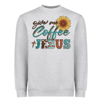 Heather Grey give me coffee and jesus Heavyweight Sweatshirt - Artiststas