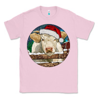 Bubblegum Pink Charolais Cow Christmas Classic Tee - RanaPortraitStore