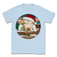 Dusty Blue Charolais Cow Christmas Classic Tee - RanaPortraitStore
