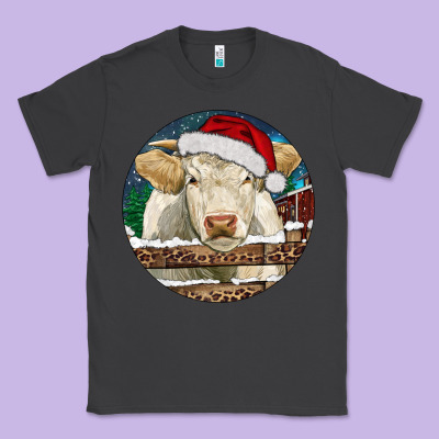 Charolais Cow Christmas Classic Tee Designed By Ranaportraitstore
