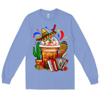 Colony Blue Mexican Frappe With Cactus Sombrero And Maracas Long Sleeve Tee - FaDigitalArtStudio