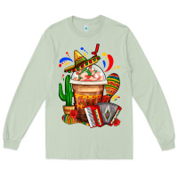 Matcha Mexican Frappe With Cactus Sombrero And Maracas Long Sleeve Tee - FaDigitalArtStudio