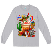 Moon Dust Mexican Frappe With Cactus Sombrero And Maracas Long Sleeve Tee - FaDigitalArtStudio